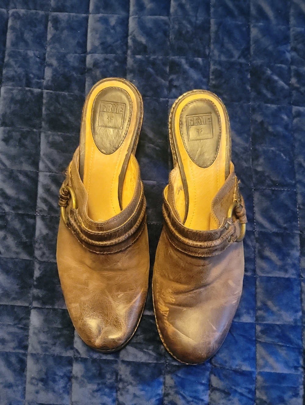 Frye Brown Leather Buckle Mule Clogs - Women's